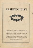 Pamětní list obětem heydrichiády