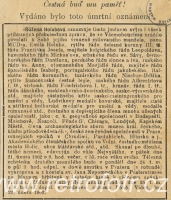 Oznámení o úmrtí cestovatele Emila Holuba